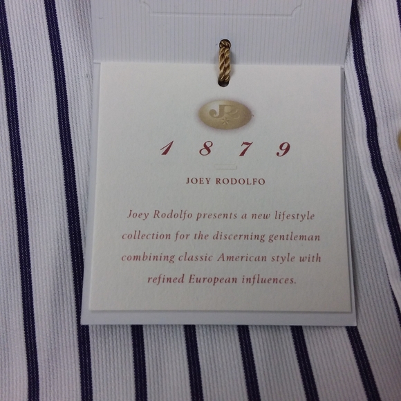 Joey Rodolfo 1879 NWT Men's Dress Shirt Button Front L/S Point Collar Striped - Picture 6 of 11